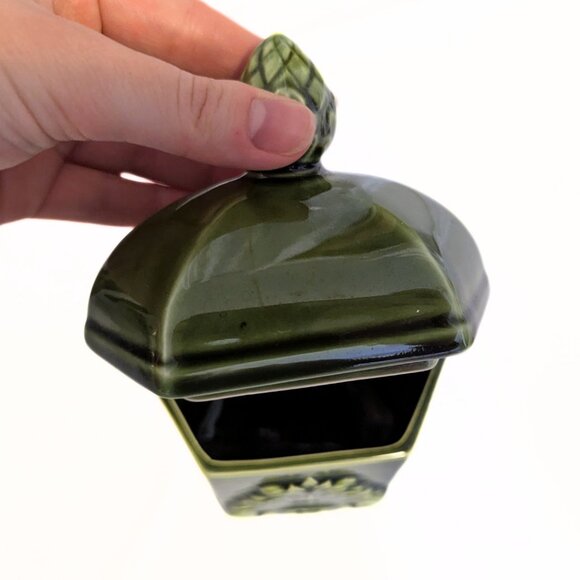 Vintage Green Japan Canister Counter Set of 2 Filigree Design Retro MCM - Picture 14 of 16